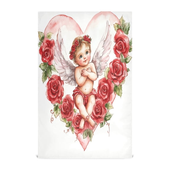 WOBOGO Cute Little Angel Cupid Pattern Kitchen Towel 1 Piece Large Cotton Dishcloth Premium Absorbency Set with Hanging Loop