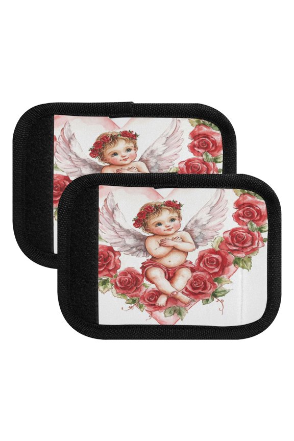 Cute Little Angel Cupid Pattern Luggage Handle Wrap 2Pcs Made of Neoprene is Soft and Flexible Suitable for Many Bags Shoulder Pads.