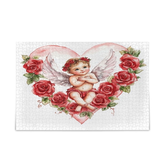 WOBOGO Cute Little Angel Cupid Pattern Puzzle Challenge 500 Piece Jigsaw Suitable for Game Night Finished Size 20.5 x 14.9in