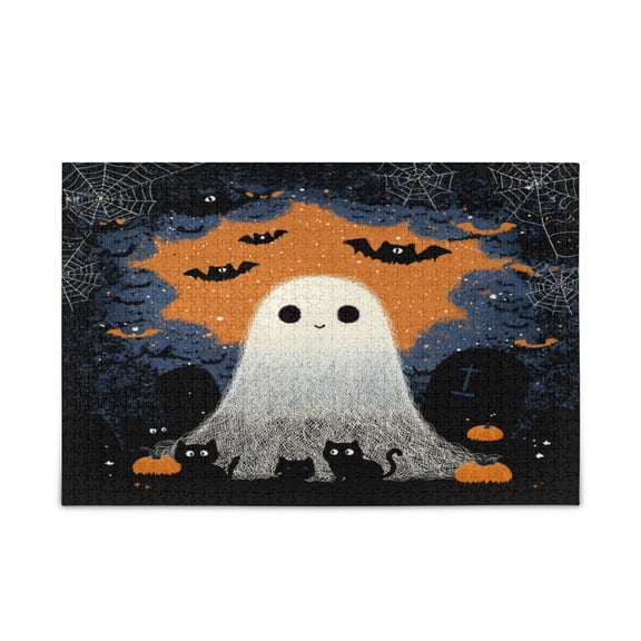 WOBOGO Cute Little Ghost Puzzle Challenge 1000 Piece Jigsaw Suitable for Game Night Finished Size 29.5 x 19.7in