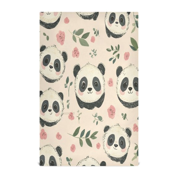 WOBOGO Cute Little Panda Kitchen Towel 1 Piece Large Cotton Dishcloth Premium Absorbency Set with Hanging Loop