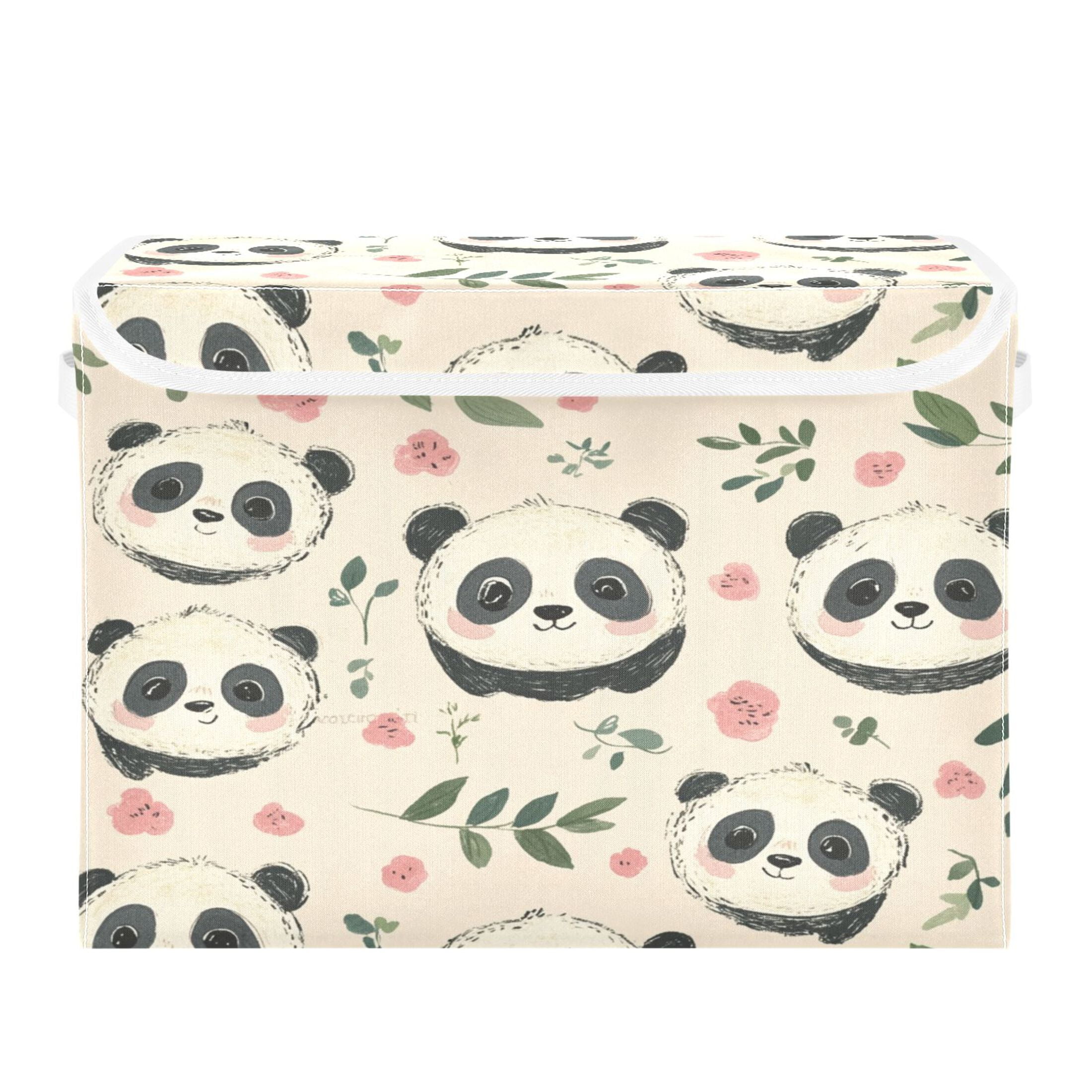 WOBOGO Cute Little Panda Large Collapsible Storage Box Flip Lid Fabric ...