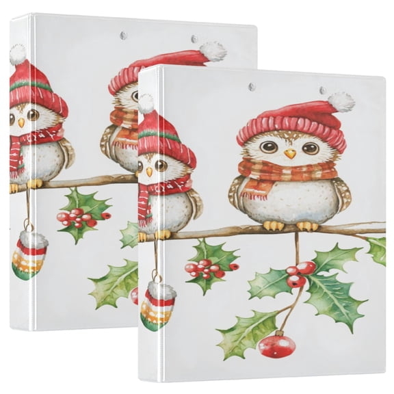 WOBOGO Cute Owls Sitting on The Tree File Folders Extra Large Capacity to Hold 200 Sheets of Documents Hard Shell Ring Binder for School Home Office