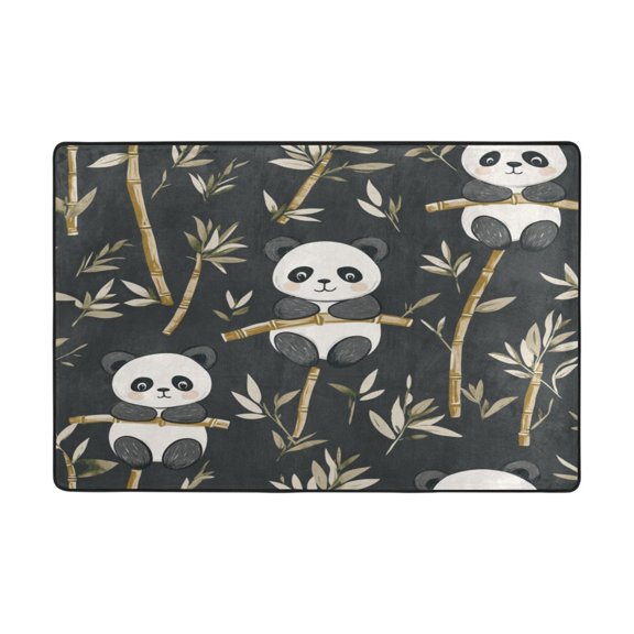 WOBOGO Cute Panda Carpet Non-Slip Rugs Soft Doormat 72×48in Living Dining Room Bedroom Decorative