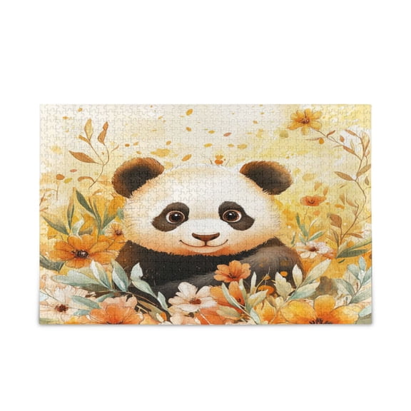 WOBOGO Cute Panda Surrounded by Flowers Puzzle Challenge 500 Piece Jigsaw Suitable for Game Night Finished Size 20.5 x 14.9in