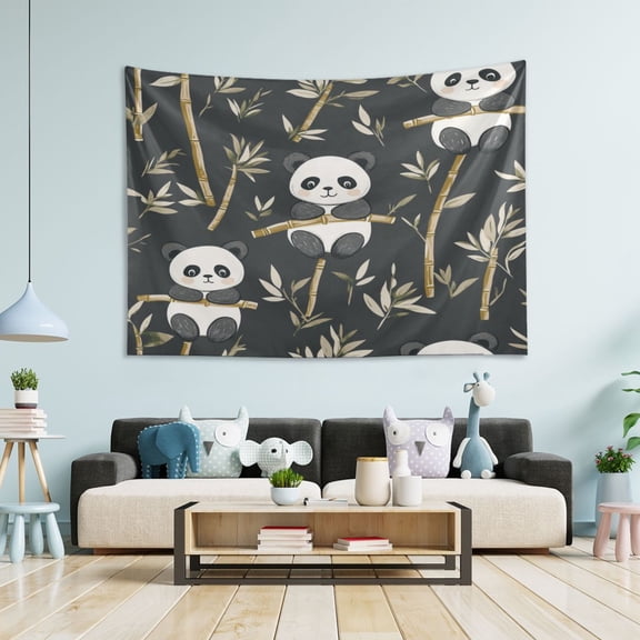 WOBOGO Cute Panda Tapestry 90×60in Home Living Room Bedroom Wall Hanging Ornaments