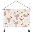 thumbnail image 1 of WOBOGO Cute Pink Flamingos Crowns Hearts Living Room Canvas Wall Art Bedroom Study Framed Canvas Print Artwork Home Office Decorations 24.5×16.7in, 1 of 6