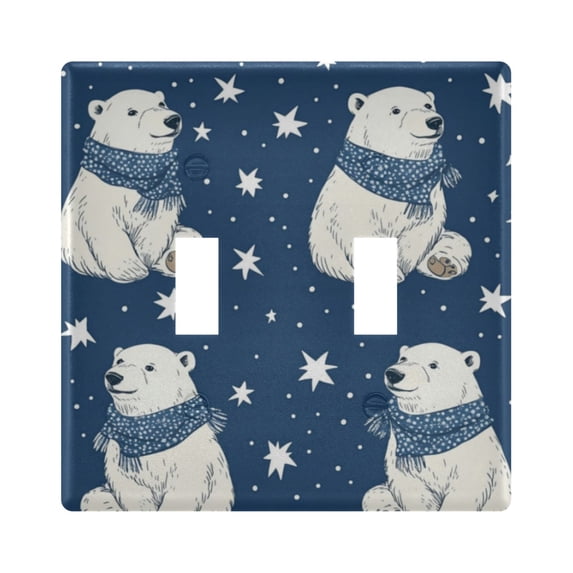 WOBOGO Cute Polar Bears Pattern 2-hole Switch Plates PC Flame Retardant Plastic Material Glossy Finish Smooth Touch 4.56x4.48x0.27in