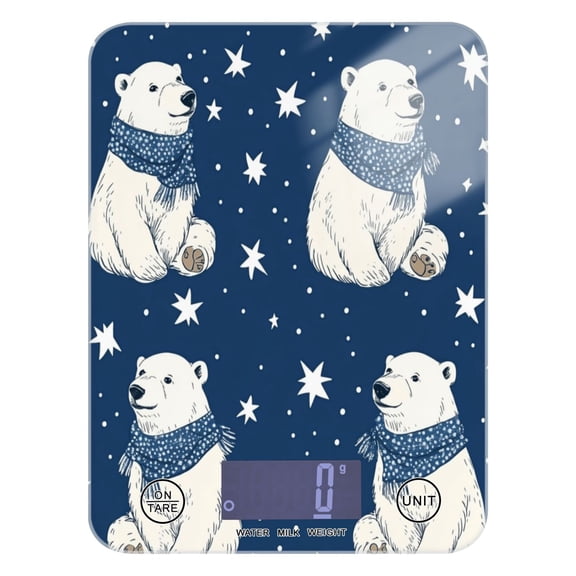 WOBOGO Cute Polar Bears Pattern Kitchen Scale Digital Gram and Ounce Weighing for Cooking Baking Ketogenic Diet Meal Prep