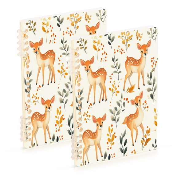 WOBOGO Cute Sika Deer Notebook College Horizontal Grid Paper Ink Spill Resistant Water Resistant Cover 8.3x5.7x0.4in