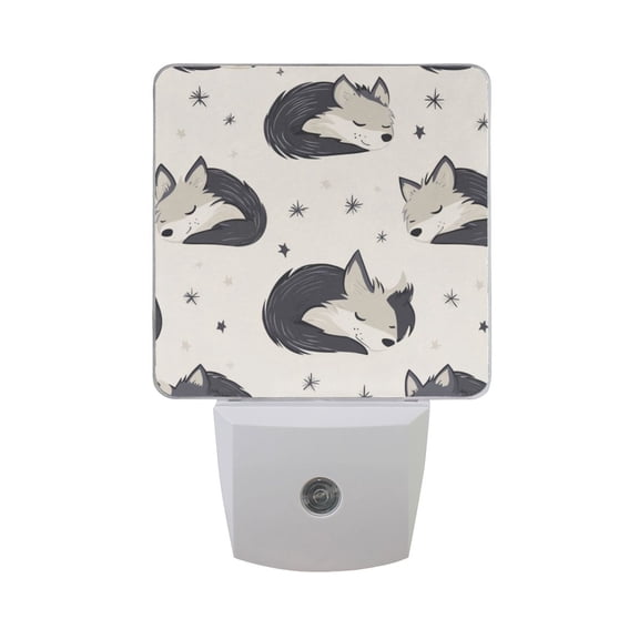 WOBOGO Cute Sleeping Wolf LED Night Light 2 Pcs Set 0.5 Watt Wall Plug in Dusk to Dawn Automatic Switch Soft White Light