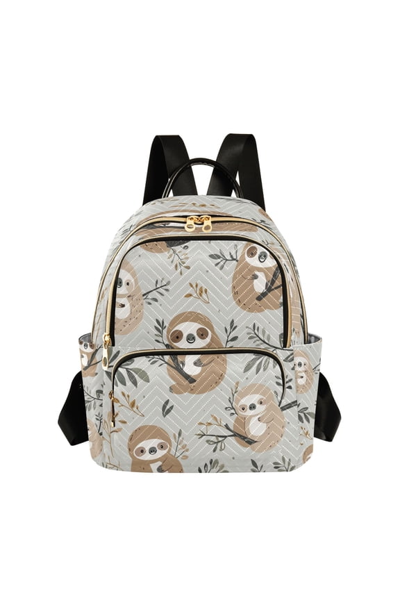 Cute Sloth Pattern with Boho Elements Butterfly Backpack Durable Lightweight Shoulder Bag Built-in Laptop Sleeve and Multiple Utility Compartments