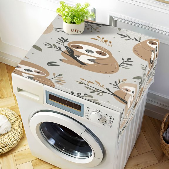 WOBOGO Cute Sloth Pattern with Boho Elements Washing Machine Cloth Dryer Refrigerator Top Cover Protective Non-Slip Mat For Kitchen Laundry