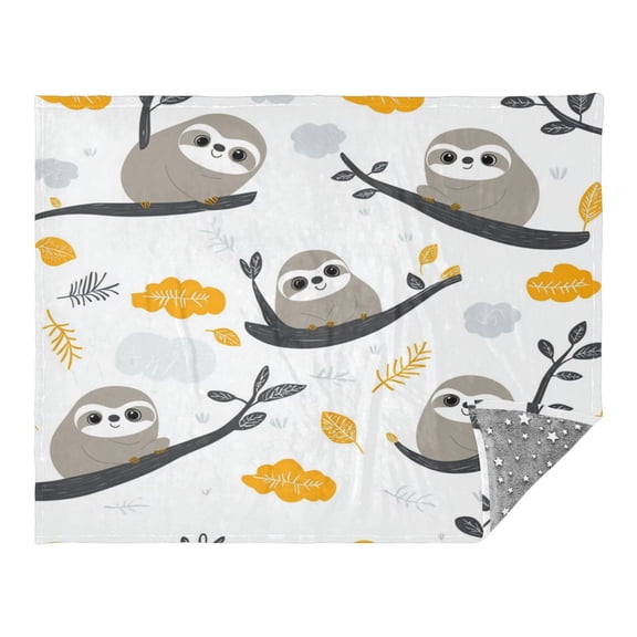 WOBOGO Cute Sloth Patterns Lying on A Branch Facecloth Blanket Fluorescent Effect in The Dark Four Seasons of Comfortable and Soft Skin Friendly Sheet 70×55in