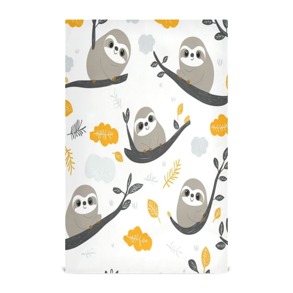 WOBOGO Cute Sloth Patterns Lying on A Branch Kitchen Towel 1 Piece Large Cotton Dishcloth Premium Absorbency Set with Hanging Loop