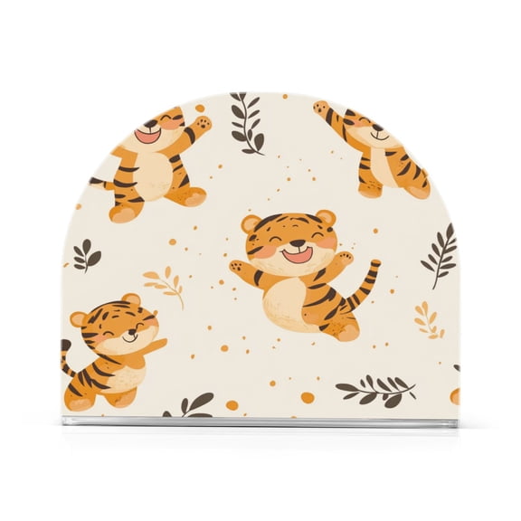 WOBOGO Cute Smile Jumping Tiger Clear Acrylic Napkin Holder Kitchen Tissue Face Towel Cocktail Rack Bar Restaurant Dinner Paper Dispenser
