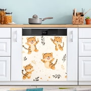 WOBOGO Cute Smile Jumping Tiger Magnetic Dishwasher Sticker Personalized DIY Beautiful and Practical Home Kitchen Decorations23 16in.