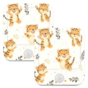 WOBOGO Cute Smile Jumping Tiger Night Light Lamp with Smart Sensor Dusk to Dawn Sensor 0.6W Plug-in 2-Pack