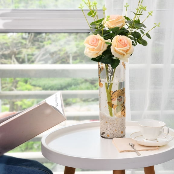 WOBOGO Cute Smile Jumping Tiger Plastic Vase Home or Wedding Decoration Centerpiece Unbreakable 11.83.9in