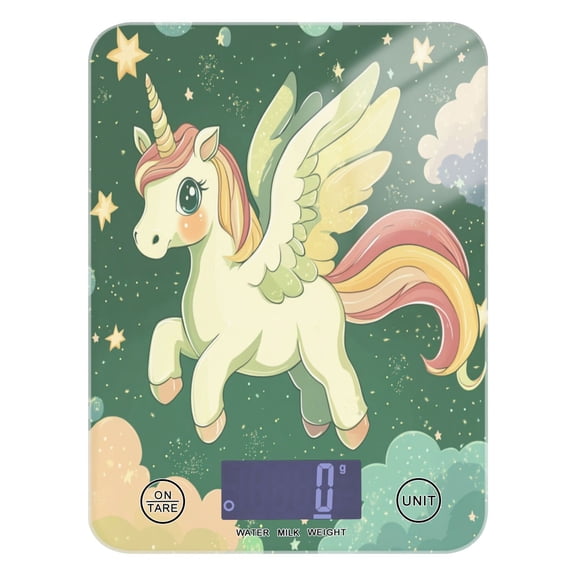 WOBOGO Cute Unicorn Green Pattern Kitchen Scale Digital Gram and Ounce Weighing for Cooking Baking Ketogenic Diet Meal Prep