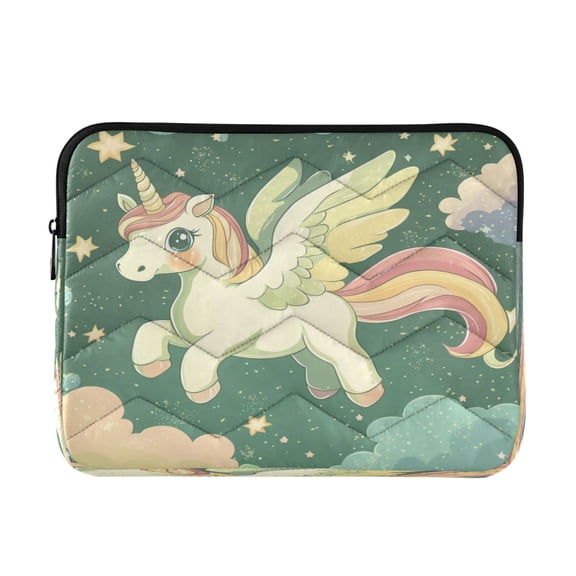 WOBOGO Cute Unicorn Green Pattern Laptop Sleeve 13.4 inch Lightweight Zipper Design Soft Padded Protection Against Scratches and Impacts