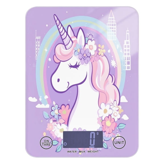 WOBOGO Cute Unicorn Purple Pattern Kitchen Scale Digital Gram and Ounce Weighing for Cooking Baking Ketogenic Diet Meal Prep