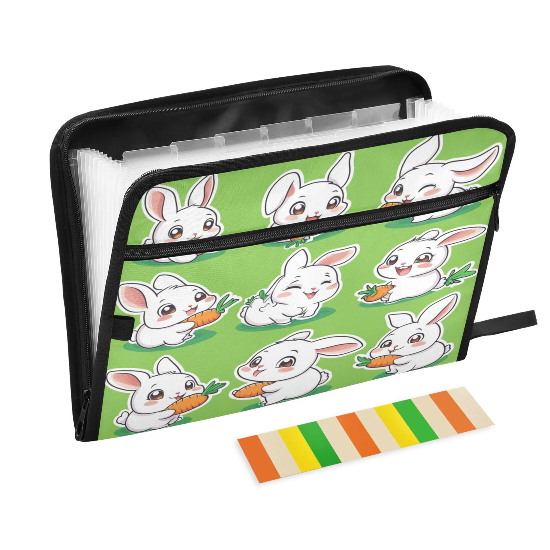 WOBOGO Cute White Rabbits Eating Carrots Expanding File Folder Letter ...