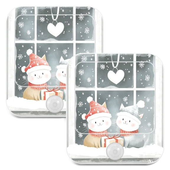 WOBOGO Cute Winter Window Scene Night Light Lamp with Smart Sensor Dusk to Dawn Sensor 0.6W Plug-in 2-Pack
