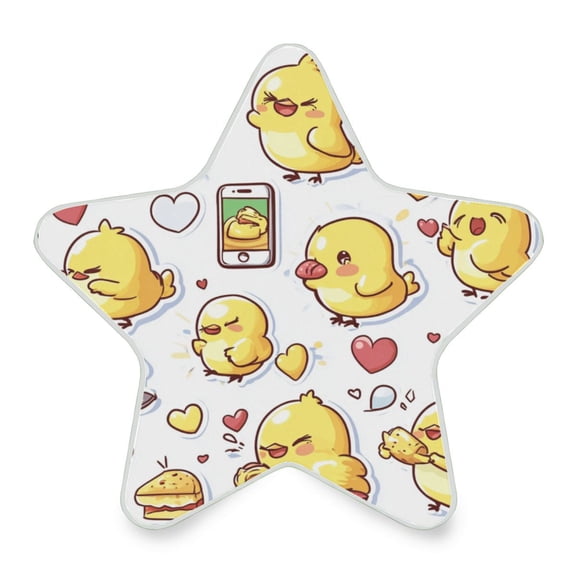 WOBOGO Cute Yellow Chick Pattern LED Star Night Light 0.2 Watt Wall Plug Dusk to Dawn Auto Switch Adjustable Brightness Soft White Light