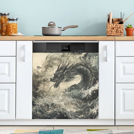 WOBOGO Cyan Dragon Magnetic Dishwasher Sticker Personalized DIY Beautiful and Practical Home Kitchen Decorations 23×16in