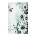 thumbnail image 1 of WOBOGO Cyan Flowers Kitchen Towel 1 Piece Large Cotton Dishcloth Premium Absorbency Set with Hanging Loop, 1 of 7