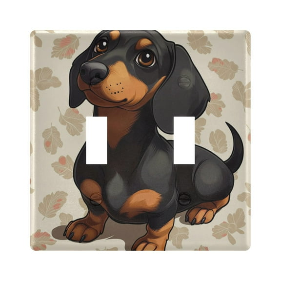 WOBOGO Dachshund Pattern 2-hole Switch Plates PC Flame Retardant Plastic Material Glossy Finish Smooth Touch 4.56x4.48x0.27in