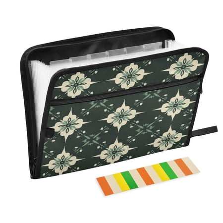 WOBOGO Dark Green Geometric Shapes Expanding File Folder Letter Size Accordion Filing Organizer 13 Pocket Separate Organ Pocket