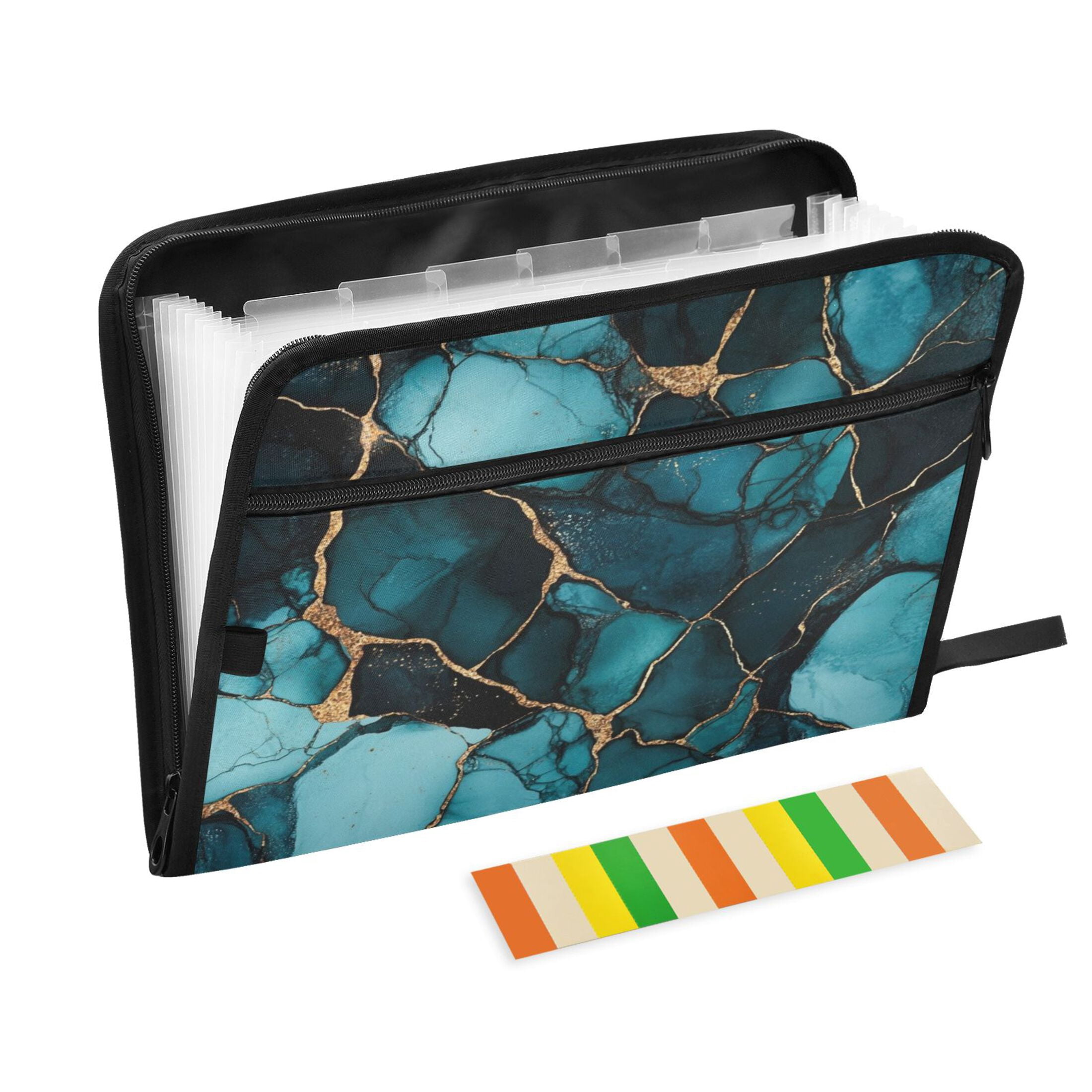 WOBOGO Dark Green Gild Marble Expanding File Folder Letter Size Accordion Filing Organizer 13 Pocket Separate Organ Pocket