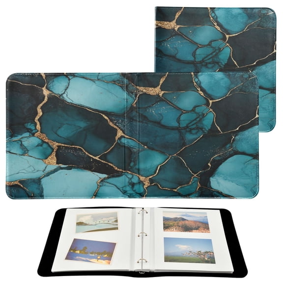 WOBOGO Dark Green Gild Marble Photo Albums 20 Pages Large Capacity DIY Self-adhesive Page PU Leather Cover for Family Wedding Anniversary Baby Vacation Photos 2411.8in