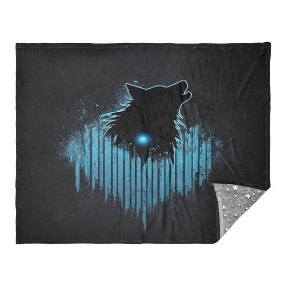 WOBOGO Dark Wolf Blue Wave Facecloth Blanket Fluorescent Effect in The Dark Four Seasons of Comfortable and Soft Skin Friendly Sheet 7055in