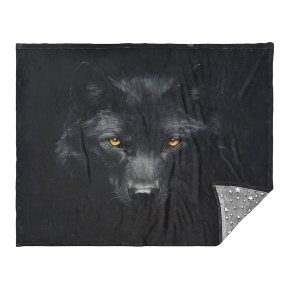 WOBOGO Dark Wolf Face Facecloth Blanket Fluorescent Effect in The Dark Four Seasons of Comfortable and Soft Skin Friendly Sheet 7055in