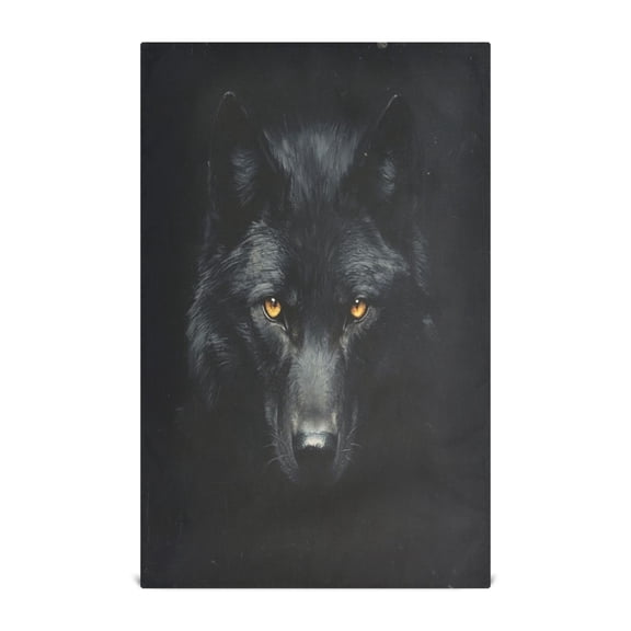 WOBOGO Dark Wolf Face Kitchen Towel 1 Piece Large Cotton Dishcloth Premium Absorbency Set with Hanging Loop