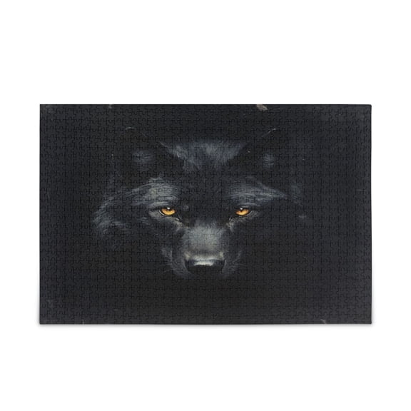 WOBOGO Dark Wolf Face Puzzle Challenge 500 Piece Jigsaw Suitable for Game Night Finished Size 20.5 x 14.9in