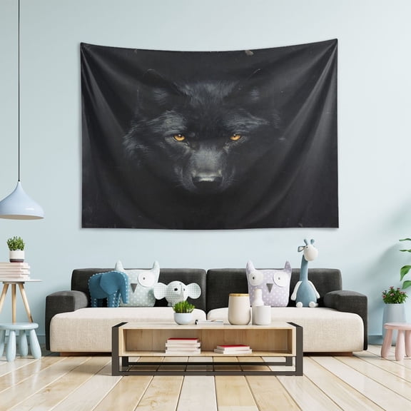 WOBOGO Dark Wolf Face Tapestry 60×40in Home Living Room Bedroom Wall Hanging Ornaments