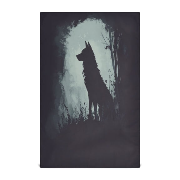 WOBOGO Dark Wolf Kitchen Towel 1 Piece Large Cotton Dishcloth Premium Absorbency Set with Hanging Loop