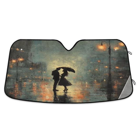 WOBOGO Date Rain Car Windshield Sunshades Autopilot Lightweight Accordion Sun Visor 53×23.5in