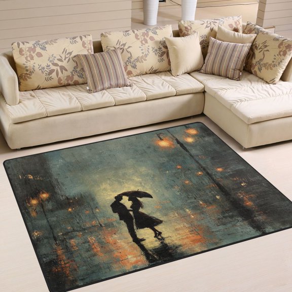 WOBOGO Date Rain Carpet Non-Slip Rugs Soft Doormat 63×48in Living Dining Room Bedroom Decorative