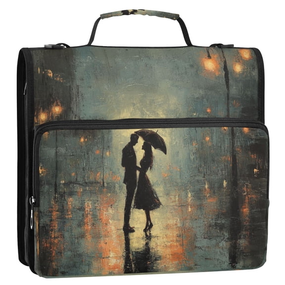 WOBOGO Date Rain Ring Binder Bag 1.5in Folder Organizer with Shoulder Strap for 13Inch Laptop and 500 Sheets of Paper