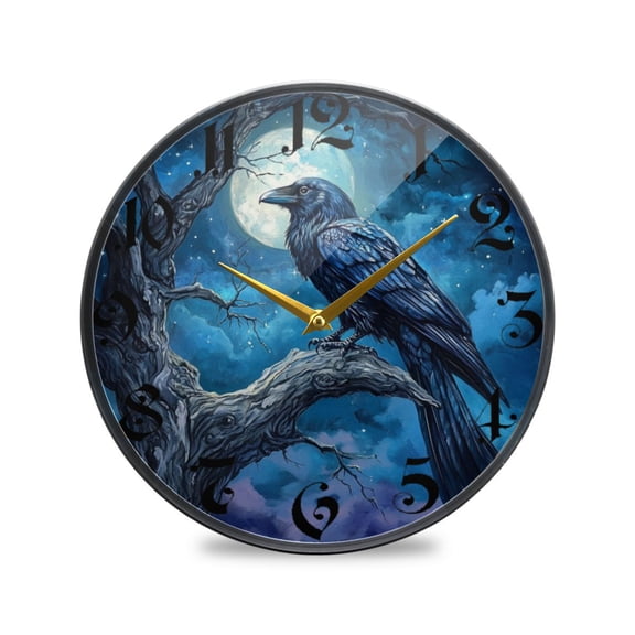 WOBOGO Dead Trees Dark Crows Acrylic Wall Clock Battery Operated 9.5in Silent No Tick Bedroom Living Room Office Classroom Decoration