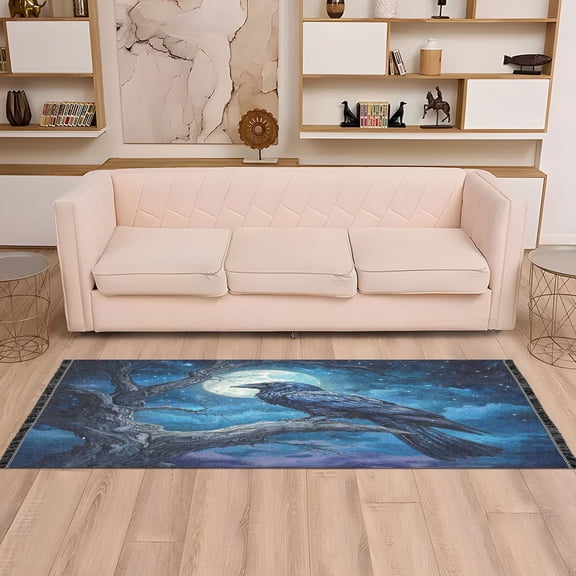 WOBOGO Dead Trees Dark Crows Bedside Long Rug Delicate and Soft Modern Indoor Area Decor Non Slip Carpet for Bed Room Corridor Entrance Balcony