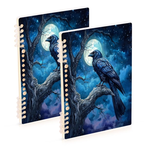 WOBOGO Dead Trees Dark Crows Notebook College Horizontal Grid Paper Ink Spill Resistant Water Resistant Cover 8.3x5.7x0.4in