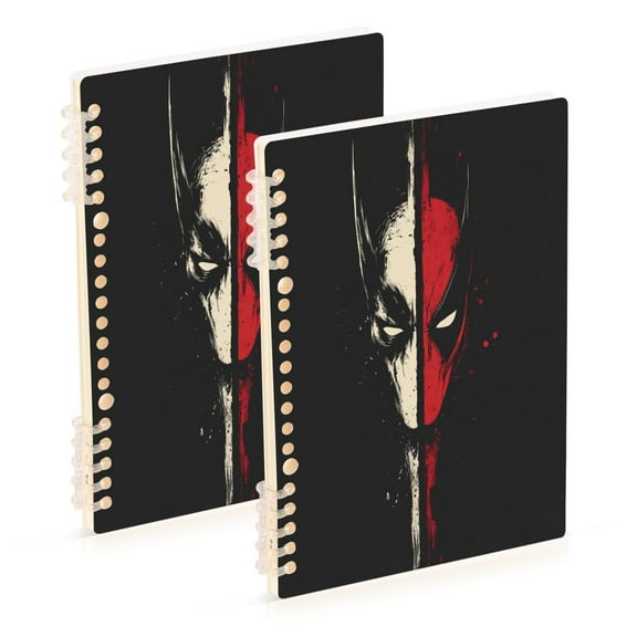 WOBOGO Red and White Mask Notebook College Horizontal Grid Paper Ink Spill Resistant Water Resistant Cover 8.3x5.7x0.4in