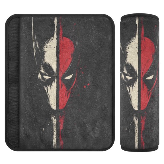 WOBOGO Red and White Mask Seat Belt Cover 2 Piece Soft Comfort Driving Shoulder Pad Suitable for All Cars and Backpacks
