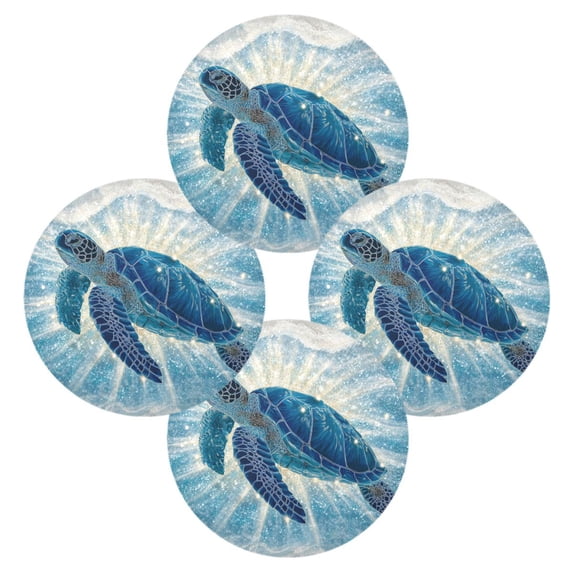 WOBOGO Deep Blue Sea Turtle Round Placemats Set of 4 Heat Resistant Washable Kitchen Table Decorations 15.4in